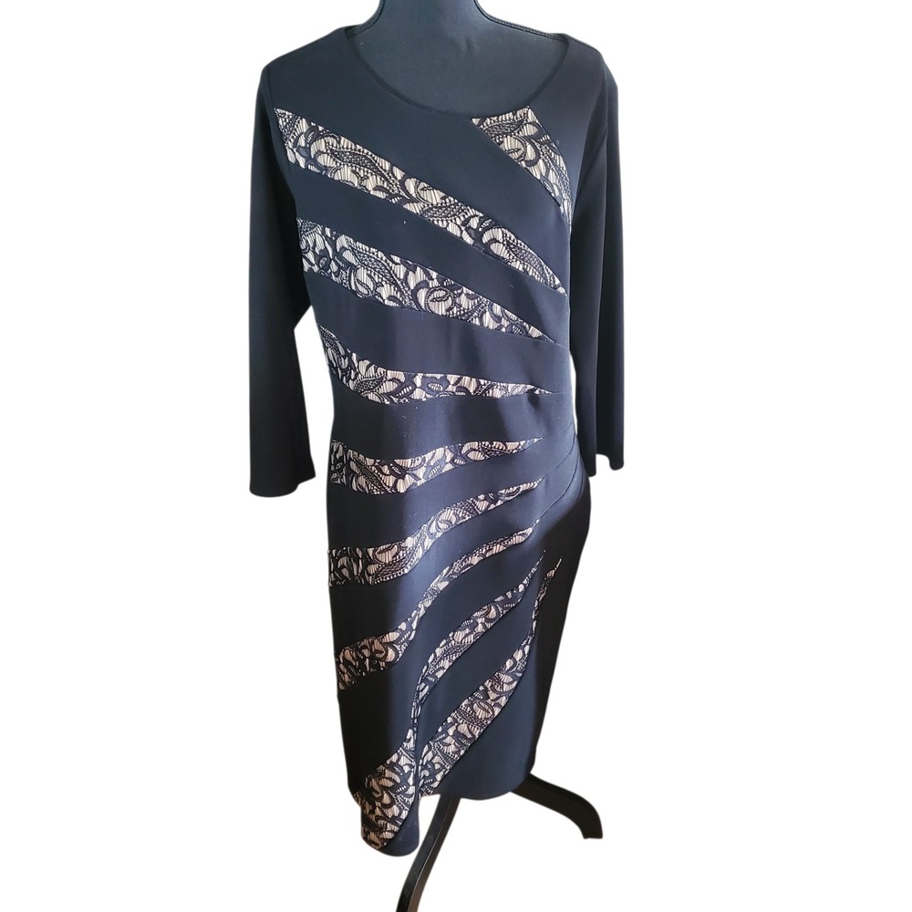 Avenue Womens Black Lace Sheath Dress Whimsigoth Curve Flattering Sz 18/20